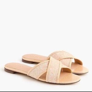 J Crew Buff Glitter Cora Criss Cross Sandals Gold